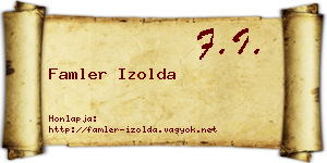 Famler Izolda névjegykártya
